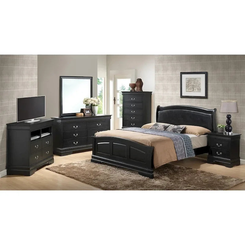 Upholstered Wood King Panel Bed