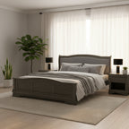 Upholstered Wood King Panel Bed