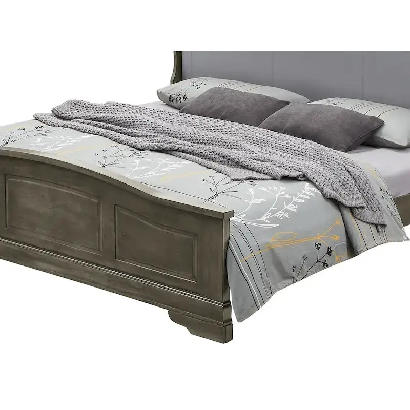 Upholstered Wood King Panel Bed