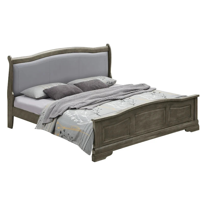 Upholstered Wood King Panel Bed
