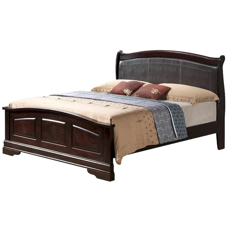 Upholstered Wood King Panel Bed