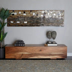 Wood Block Bench with Elevated Base - Brown - 16W x 71L x 15H