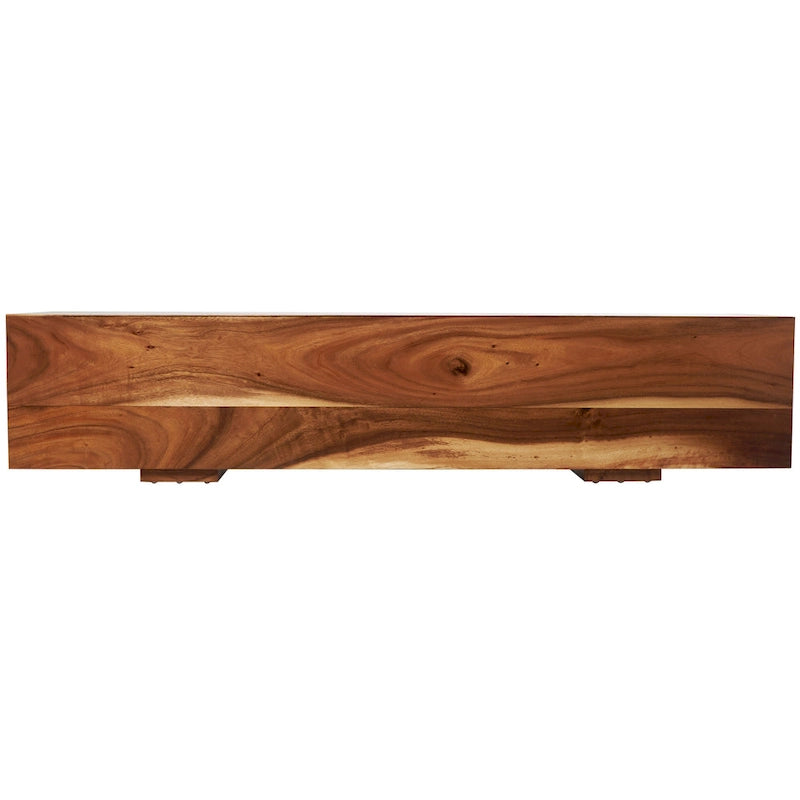 Wood Block Bench with Elevated Base - Brown - 16W x 71L x 15H