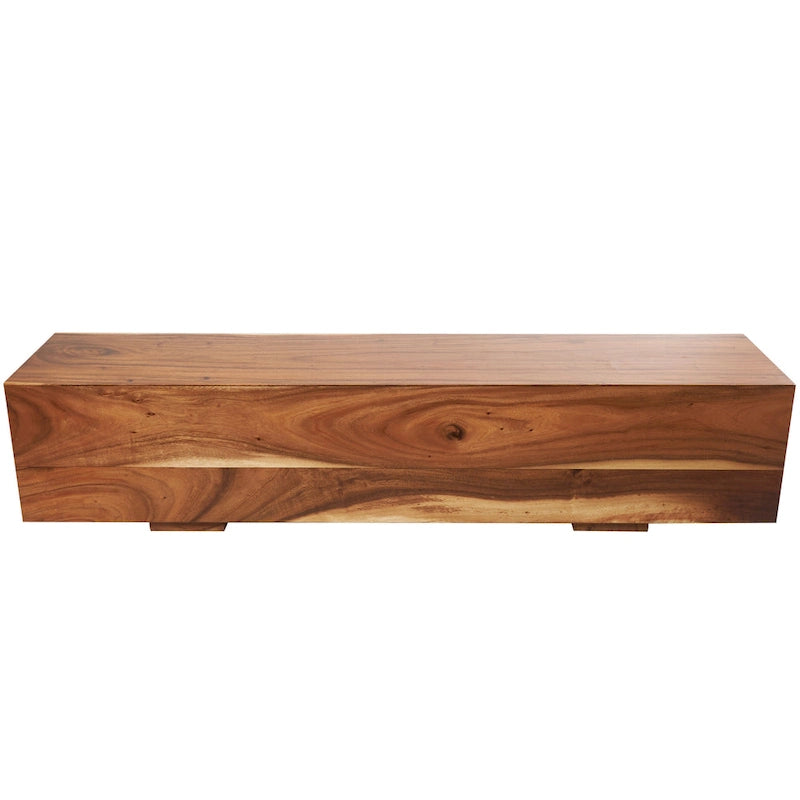 Wood Block Bench with Elevated Base - Brown - 16W x 71L x 15H