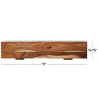 Wood Block Bench with Elevated Base - Brown - 16W x 71L x 15H