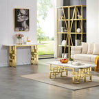 Modern Console Table 55 inch Sofa Table with High Gloss Top and Mirrored Metal Base for Entryway Living Room