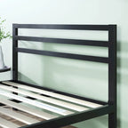 Black Metal Platform Bed Frame with Headboard