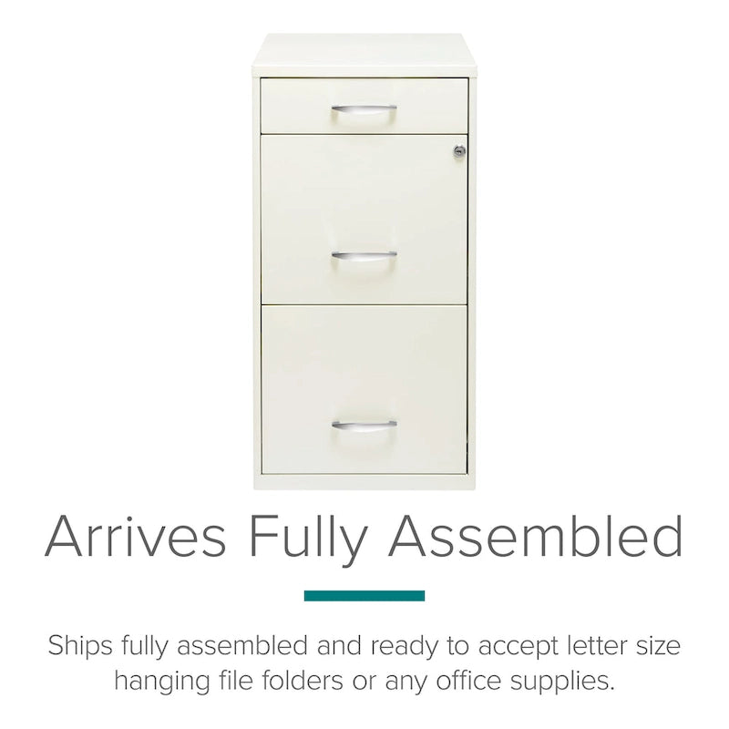 18 Deep 3 -drawer Organizer File Cabinet, Off-White