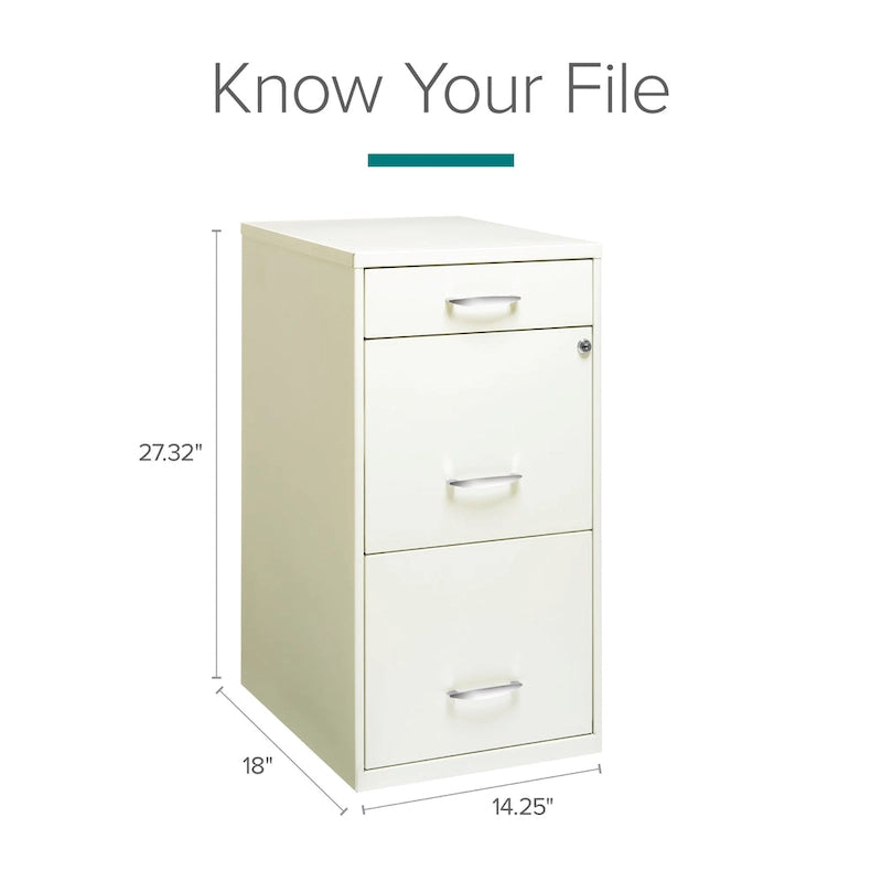 18 Deep 3 -drawer Organizer File Cabinet, Off-White