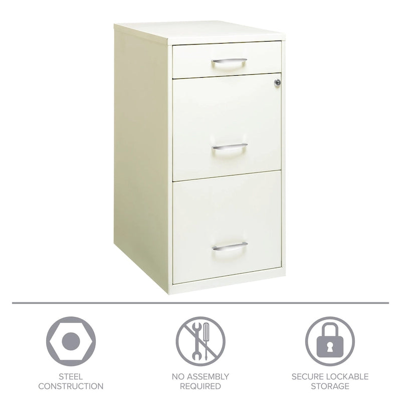 18 Deep 3 -drawer Organizer File Cabinet, Off-White