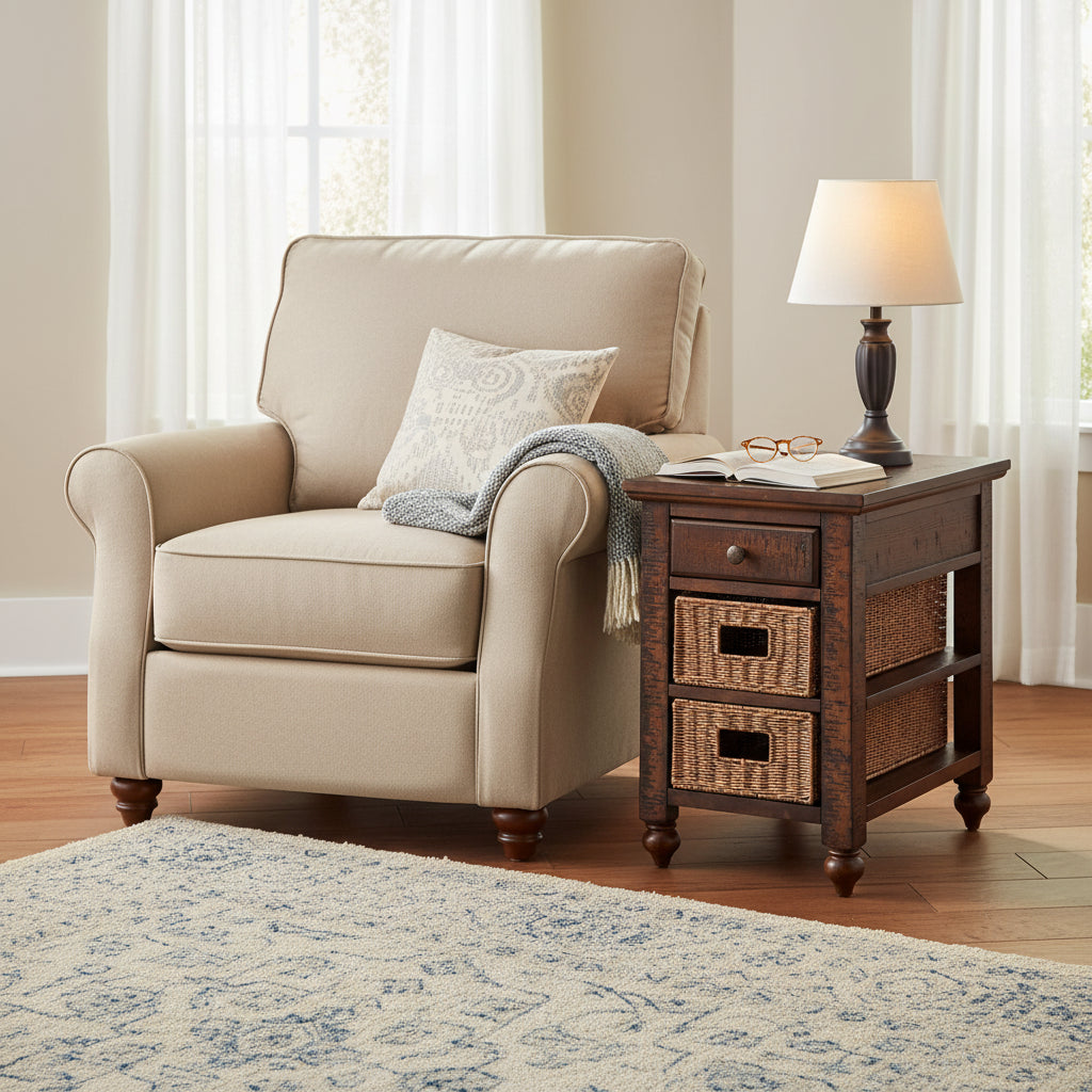 Cottage Lane Country Coffee Storage Chairside Accent Table