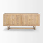 Light Brown Solid Wood with Cane 4 Door Sideboard - 72.0L x 18.0W x 31.0H