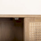 Light Brown Solid Wood with Cane 4 Door Sideboard - 72.0L x 18.0W x 31.0H