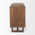Light Brown Solid Wood with Cane 4 Door Sideboard - 72.0L x 18.0W x 31.0H