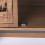 Light Brown Solid Wood with Cane 4 Door Sideboard - 72.0L x 18.0W x 31.0H