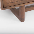 Light Brown Solid Wood with Cane 4 Door Sideboard - 72.0L x 18.0W x 31.0H
