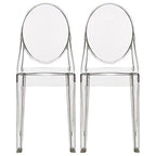 Stackable Mid Century Modern Crystal Clear Side Chairs Dining Living Room Transparent No Arms Accent Desk