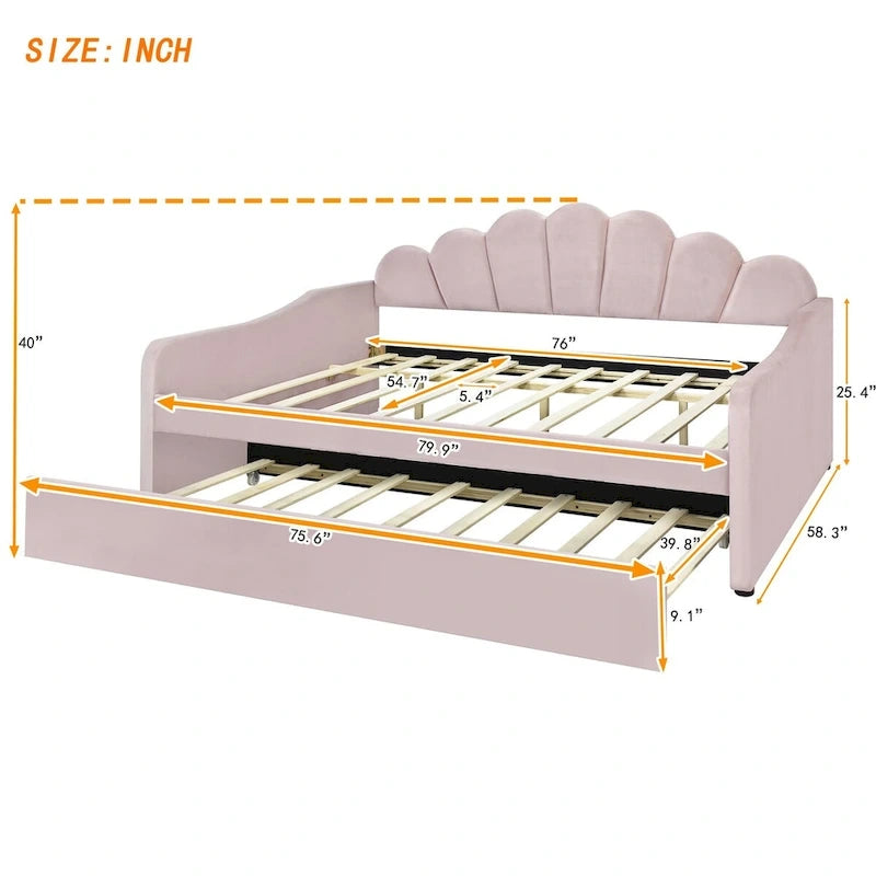 Full Size Upholstery Daybed Frame with Trundle