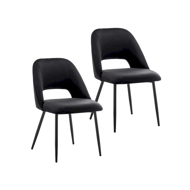 Velvet Dining Chairs with Steel Legs, Set of 2