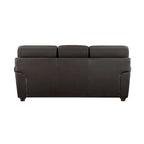 84 Inch Sofa, Dark Brown Top Grain and Faux Leather, Solid Wood
