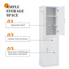 Tall Bathroom Storage Cabinet, Freestanding Storage Cabinet with Hook and Adjustable Shelf, MDF Board, White