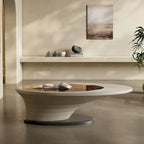 Light Luxury Modern Minimalist Oval Glass Tabletop Coffee Table Gray Base 51 in. - L 51.18'W 25.59'H 14.37'